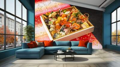 典型的なおせち料理　Japanese food  New Year dishes (OSECHI) Wall mural